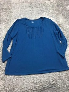Catherines Top Woman Size 1X Blue Cotton Blend 18W 20W - Picture 1 of 11