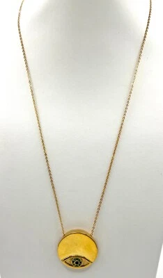 House of Harlow 1960 Gold Plated large evil eye w/ green crystals - Image 1 of 2