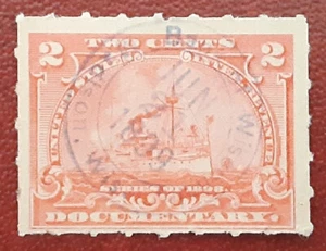 US 1898 2c Documentary Revenue Battleship R164p Madison WIS Bullseye F/VF 2342 - Picture 1 of 2