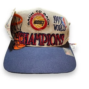 Vintage Houston Rockets Hat Cap 1995 NBA World Champions Back To Back Snapback - Picture 1 of 16