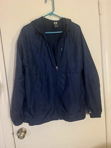 Giacca a vento RUSSELL blu navy con cappuccio e zip manica lunga foderata M (38-40) - Foto 1 di 4