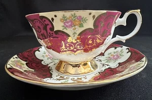 MINT! ELIZABETHAN BALMORAL PINK BATWING CUP & SAUCER SET STAFFORDSHIRE - Picture 1 of 6
