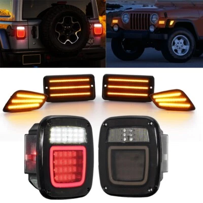 Luz trasera LED 97-06 Jeep Wrangler TJ + luz de señalización lateral LED lámpara de señal de giro Foto 1 de 4