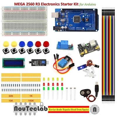 Upgrade Kit MEGA 2560 R3 Breadboard LED LCD SG90 DHT11 Relay MB102 for Arduino - Photo 1/4