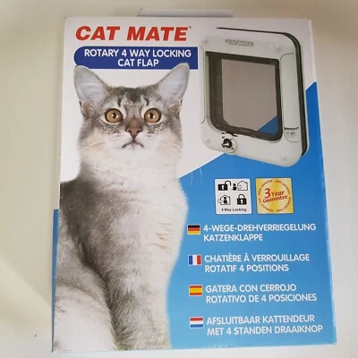 Pet Door Flap Cat Dog Mate Lockable 4-way Lock Rotary animal white fittings - Image 1 of 4