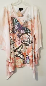 Cal Style Butterfly Tunic Womens XL Sequin Multicolor Cruise Boho - Picture 1 of 10