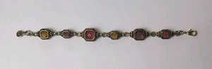 Vintage Naiper Bracelet Multicolor Stone Gold-tone - Picture 1 of 6
