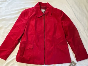 TanJay Women's Red Blazer Jacket Zip Up Long Sleeves Pockets Size 12 Career NWT - Picture 1 of 6