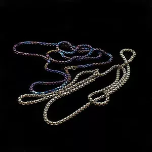 Men Women Pure Titanium Chain Necklace 25.6 Inches Length Fashion Jewelry Gift - Picture 1 of 10