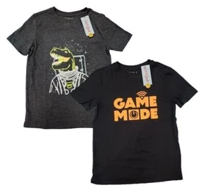 Cat Jack Boys Short Sleeve Graphic T-shirt Lot of 2 Game Mode Dinosaur M 8/10 - Picture 1 of 6