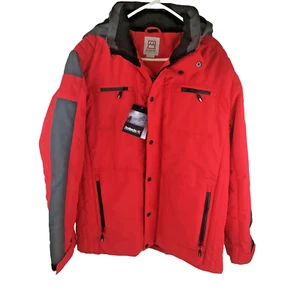 Avalanche Outdoor Company Hombre Abrigo Chaqueta Esquí NUEVO Rojo Gris Capucha Desmontable - Imagen 1 de 24