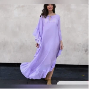Anthropologie weiche Baumwolle Seide Maxi fließend lila Pull-On Kleid Größe OS - Bild 1 von 11