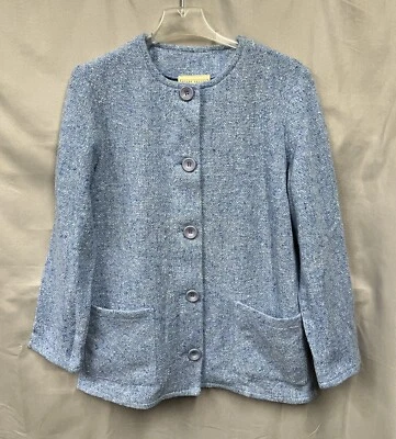 Boyne Valley Weavers Ireland Handcrafted Blue Woven  Jacket M Wool Blend NEW QVC - Image 1 of 3