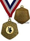 Alsatian Dog Head Award 66mm Abril Gold Medal & Ribbon Engraved Free