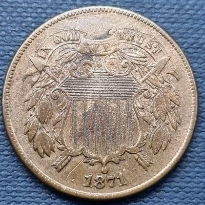 1871 Two Cent Piece 2c Higher Grade AU #63516 - Image 1 of 2