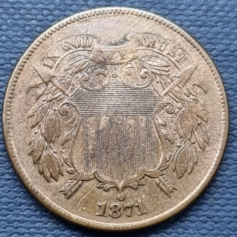 1871 Two Cent Piece 2c Higher Grade AU #63516 - Image 1 of 2