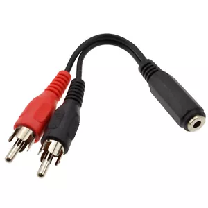 3.5mm 3.5 Jack Socket to 2 Phono RCA Adapter Cable Lead - Picture 1 of 12