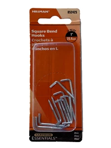 Hillman Square Bend Hooks 1" 12PC Zinc Hardware Essentials - Picture 1 of 2