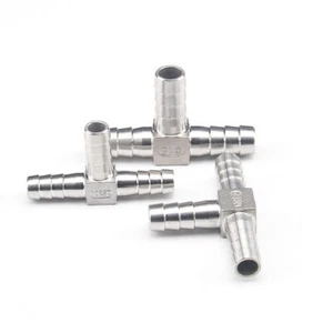 Stainless Steel Barbed T Piece 3-Way Hose Joiner Connector Fuel Air Gas Oil Pipe - Picture 1 of 15