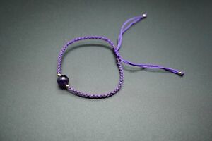 Fine Amethyst Bracelet Adjustable Purple Cord Bracelet Gold Filled Bead Bracelet
