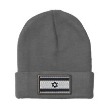 Beanies for Men Israel Flag Grayscale Embroidery Winter Hats Women Skull Cap