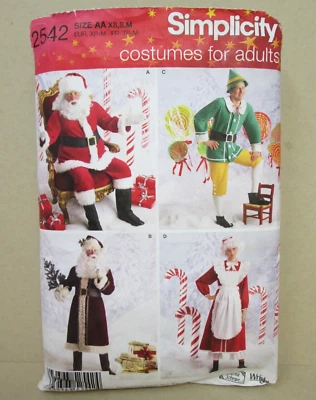 Simplicity 2542 Halloween Costume Sewing Pattern Adults Size XS S M Santa Elf - Image 1 of 4