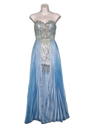 Mini Vestido SHERRI HILL Plisado Sobrefalda Vestido Talla 0 Azul Regreso a Casa Formal Baile de graduación Foto 1 de 4