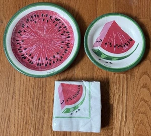 Versiegelt Vintage Pam Marker Wassermelone Pappteller 10 große 10 kleine Servietten (20) - Bild 1 von 5