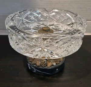 VTG MCM Crystal Ashtray With Brass Pedestal And Marble Base - Imagen 1 de 6