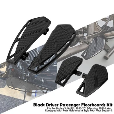 Black Front Rear Floorboards Foot Pegs Footboards For Harley Street Road Glide - Image 1 of 4