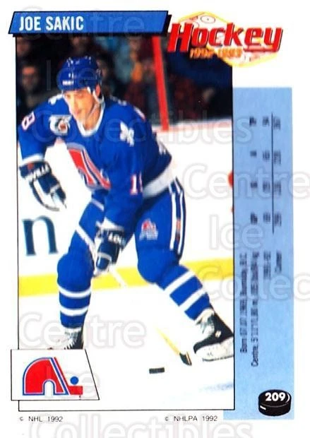 Pegatinas Panini 1992-93 #209 Joe Sakic Foto 1 de 1