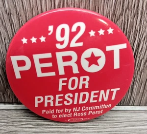 Prendedor de solapa Perot for President 1992 prendedor de campaña electoral político TODO ROJO - Imagen 1 de 5
