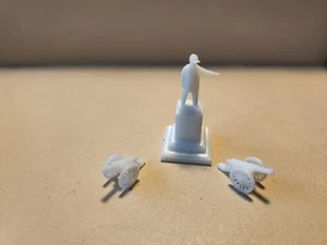 N Scale Park Set with Statue, 2 Cannons, 3D Resin Printed, Unpainted - Picture 1 of 4