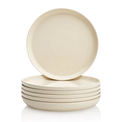 Porcelain Dinner Plates Set - 10 Inch Beige Round Dishes, 6-Pack, for Salad S... - Image 1 of 4