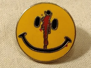 Vintage Dead Head Bloody Smiley Face Enamel Lapel Pin - Picture 1 of 4