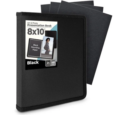 8x10 Photo Album Binder, 24 Clear Sleeves for 48 Pages, Modern Presentation Book - Image 1 of 4