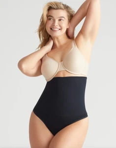 YUMMIE Women's Seamless Solutions High Waist Shaping Thong Size L/XL -Black NWOT - Picture 1 of 7