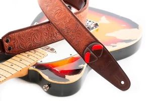 RightOn! Mojo Vegan, Sandokan-60 Woody 6cm Wide Guitar Strap with pick holders - Picture 1 of 7