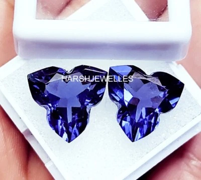 Natural Tanzanite Fancy Cut 18 Ct Certified Pair Loose Gemstone H252 - Image 1 of 4