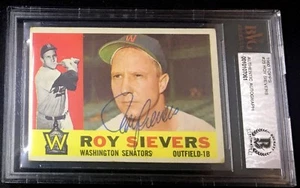 1960 TOPPS #25 ROY SIEVERS BAS BECKETT SIGNED CARD AUTOGRAPHED AUTO ! - Picture 1 of 1