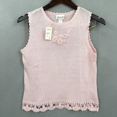 Chaleco Suéter Vintage Lims Mujer Grande Floral 3D Apliques Crochet Tejido Rosa Años 90 Foto 1 de 4