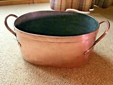 Antique Early 19th Century French Solid Copper Oval Stock Stew Casserole Pot