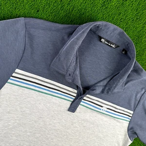 Travis Mathew Polo Golf Shirt Men L Striped Dusk Resort Travel "NCE" Pullover - Picture 1 of 15