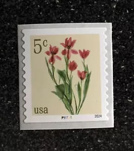 2024USA #5905 5c Red Tulips - Plate Number Coil Single - PNC Mint flowers - Picture 1 of 1