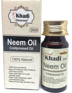 Khadi Omorose Pure Neem Oil Coldpressed Carrier Oil, 30 ml - Picture 1 of 3