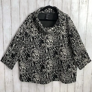 Neu mit Etikett Ali Miles Pullover 2X schwarz weiß Jacquard Wasserfallausschnitt Pullover 3/4-Arm - Bild 1 von 15