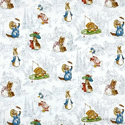 Dollhouse Miniature Wallpaper 1:12 Peter Rabbit Blue Baby Wallpaper Nursery - Image 1 of 2