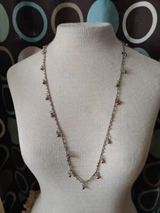 Vintage long chain link necklace tiny musical bells silver tone metal adjustable - Picture 1 of 5
