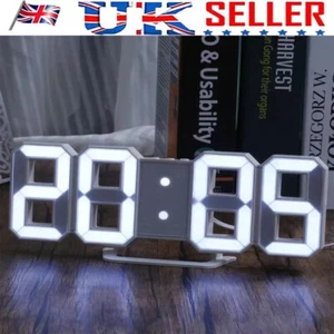 Digital 3D LED Wall Desk Alarm Clock 9.7" Brightness Adjustable Gift Present UK - Picture 1 of 10