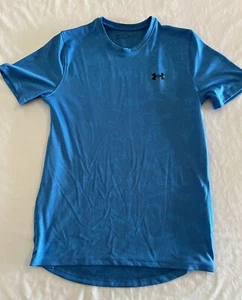 S Under Armour Heatgear Loose Fit Shirt Mens Small Blue Camoufle Short Sleeve - Picture 1 of 8
